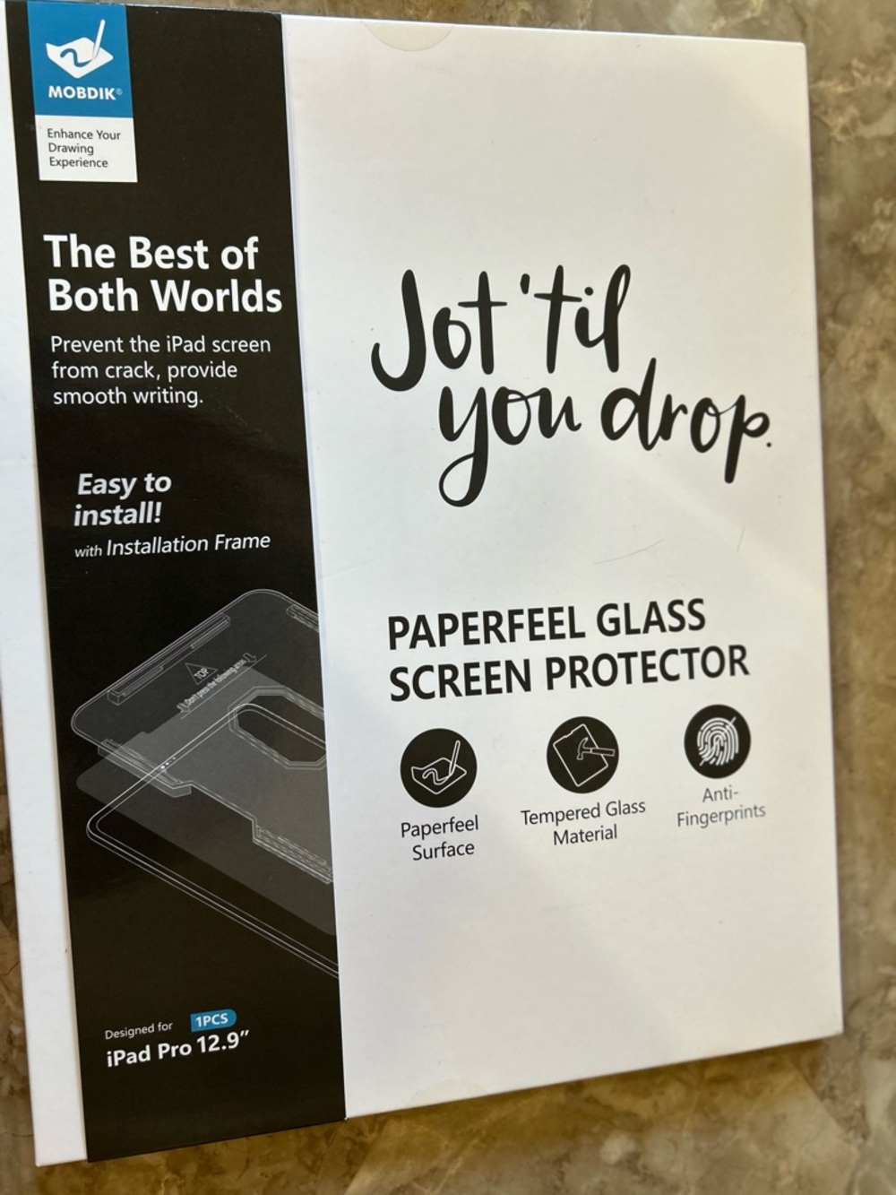 Amazon Paperfeel Glass Screen Protector for iPad Pro 12.9" - Black & White